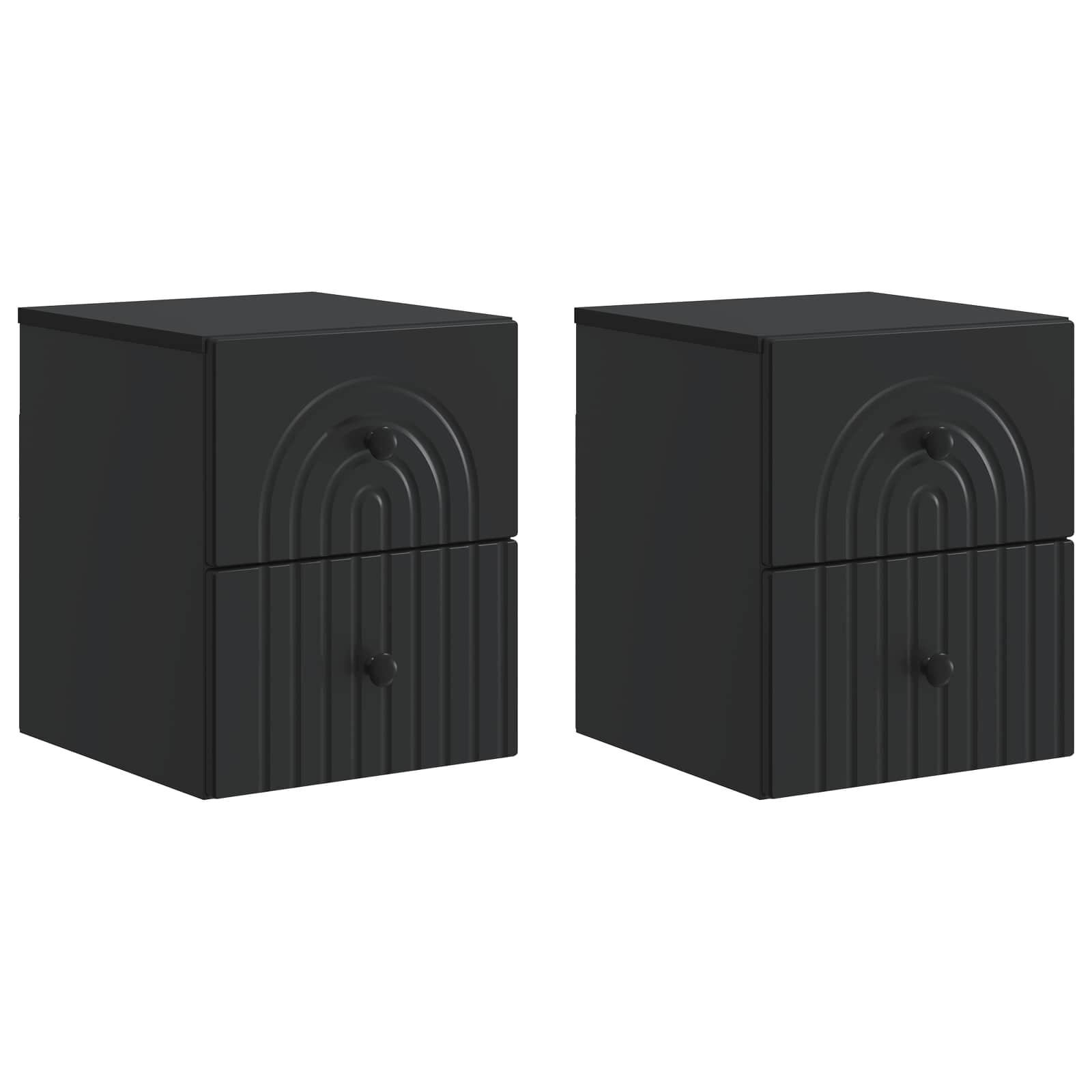 Wandbeugel Bedkast 2 pcs Zwart 33 x 34,5 x 40 cm Bewerkt hout