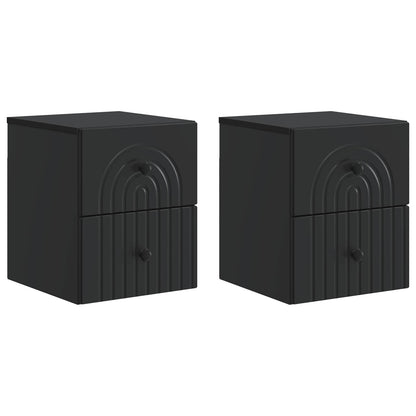 Wandbeugel Bedkast 2 pcs Zwart 33 x 34,5 x 40 cm Bewerkt hout
