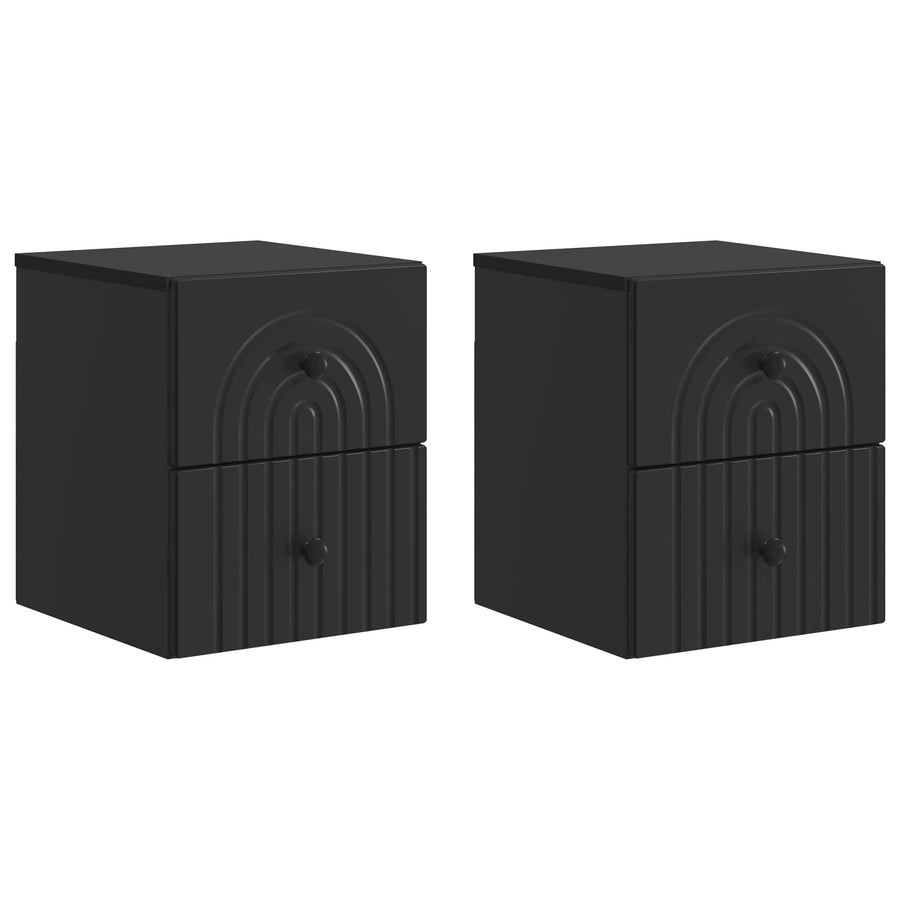 Wandbeugel Bedkast 2 pcs Zwart 33 x 34,5 x 40 cm Bewerkt hout