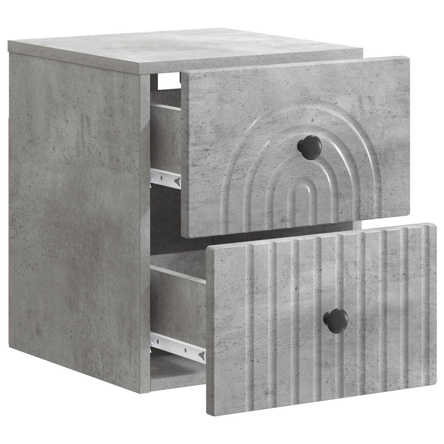 Wandbeugel Bedkast Betongrijs 33 x 34,5 x 40 cm Bewerkt hout