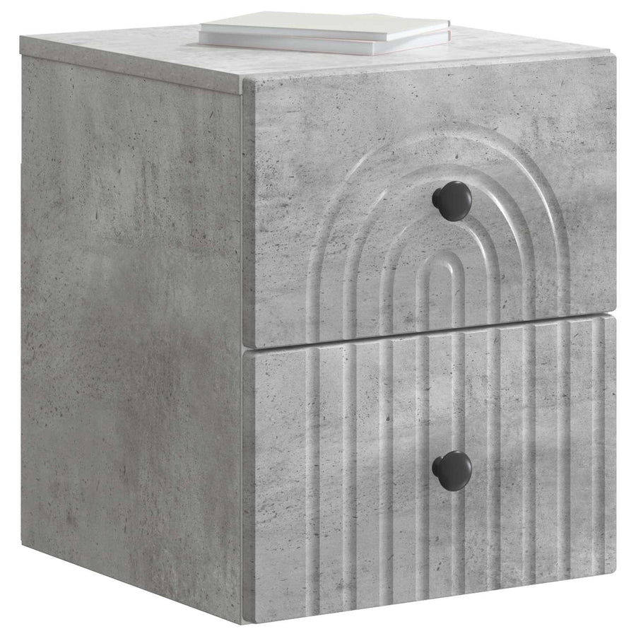 Wandbeugel Bedkast Betongrijs 33 x 34,5 x 40 cm Bewerkt hout