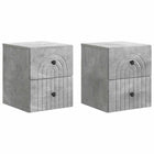 Wall Bracket Pull-Down Bed with Drawer 2 pcs Concrete Grey 33 x 34.5 x 40 cm
