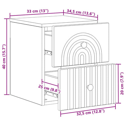Wandbeugel Bedkast met lade 2 pcs Betongrijs 33 x 34,5 x 40 cm