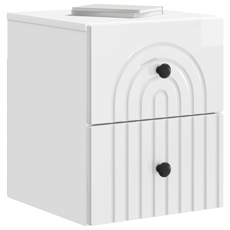 Wandbeugel Bedkast Hoogglans Wit 33 x 34,5 x 40 cm Bewerkt hout