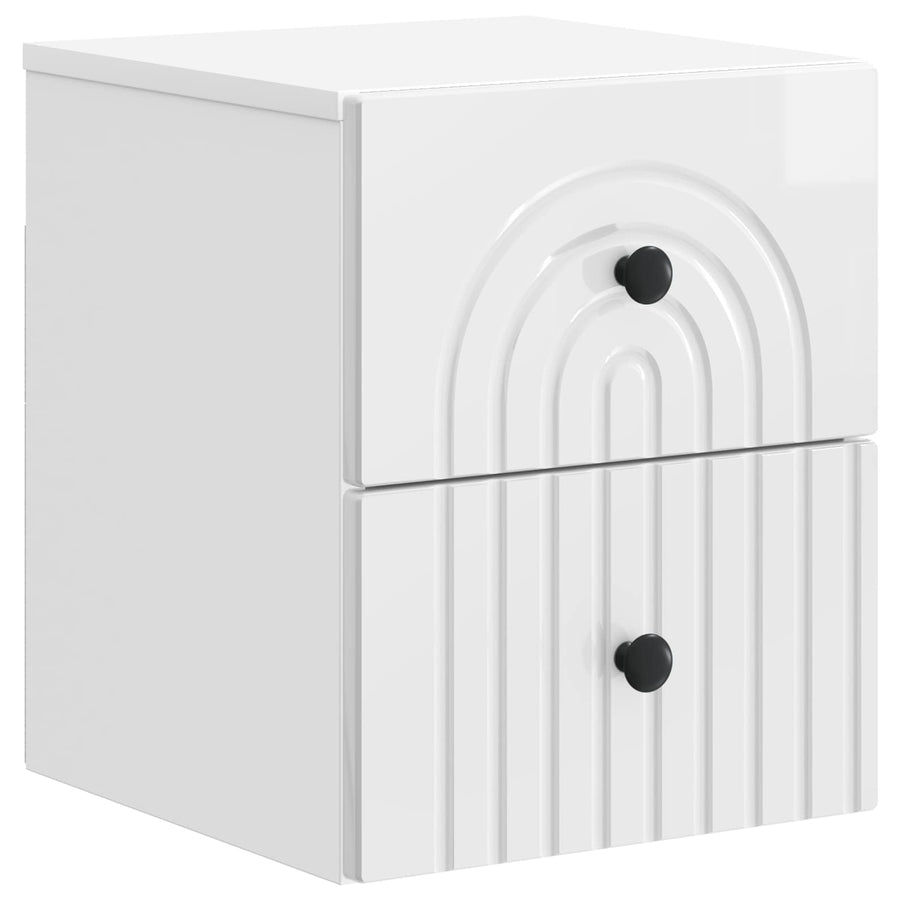 Wandbeugel Bedkast 2 pcs Hoogglans Wit 33 x 34,5 x 40 cm