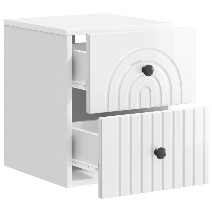 Wandbeugel Bedkast 2 pcs Hoogglans Wit 33 x 34,5 x 40 cm