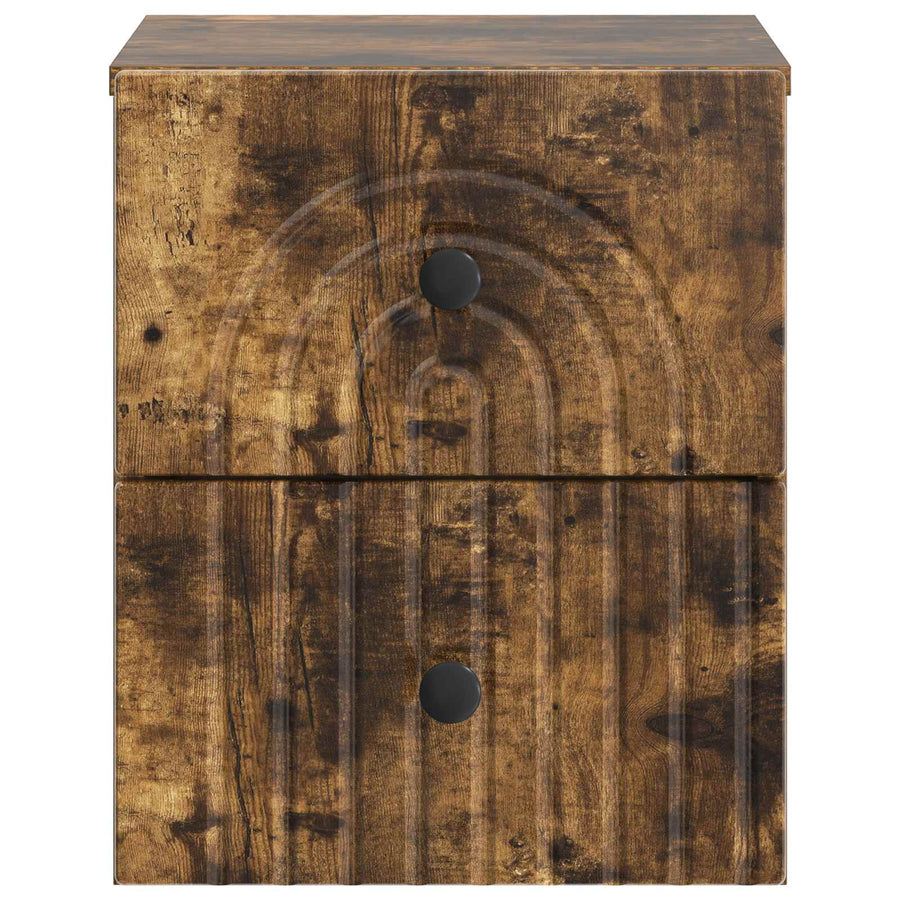 Wandbeugel Bedkast Gerookt eiken 33 x 34,5 x 40 cm Bewerkt hout