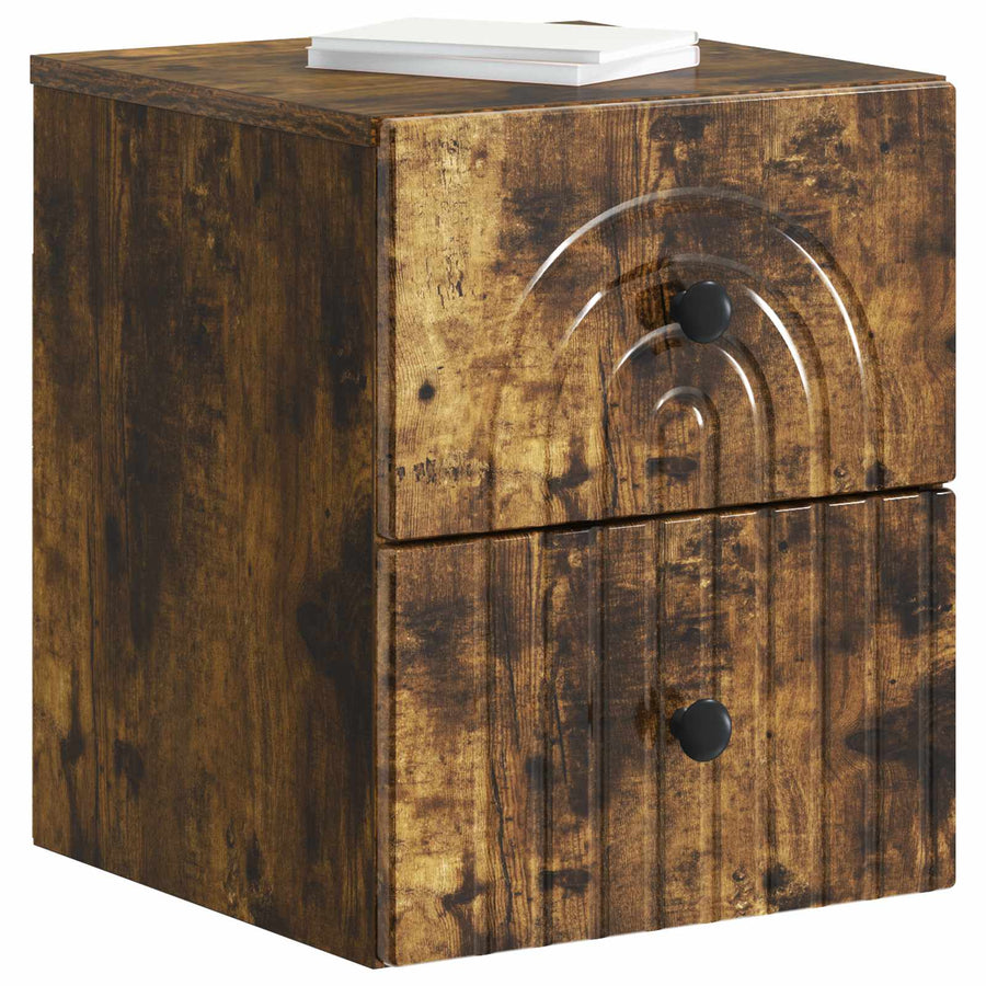 Wandbeugel Bedkast Gerookt eiken 33 x 34,5 x 40 cm Bewerkt hout