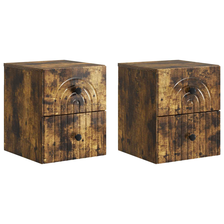 Wandbeugel Bedkast 2 pcs Gerookt eiken 33 x 34,5 x 40 cm