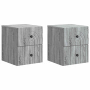 Nachtkastje muurmontage 33x34,5x40 cm bewerkt hout grijs sonoma set 2