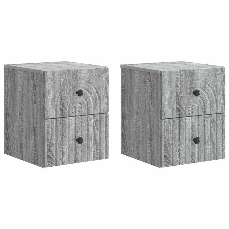 Wandbeugel Bedkast 2 pcs Grijs sonoma 33 x 34,5 x 40 cm