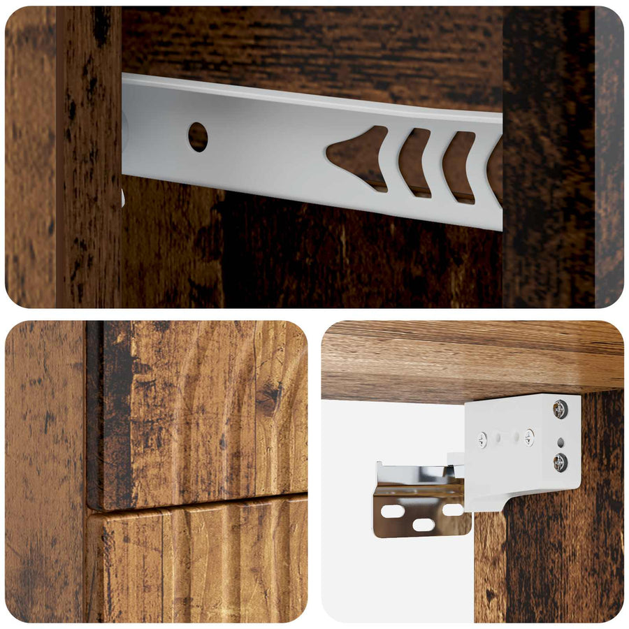 Wandbeugel Bedkast Oud hout 33 x 34,5 x 40 cm Bewerkt hout