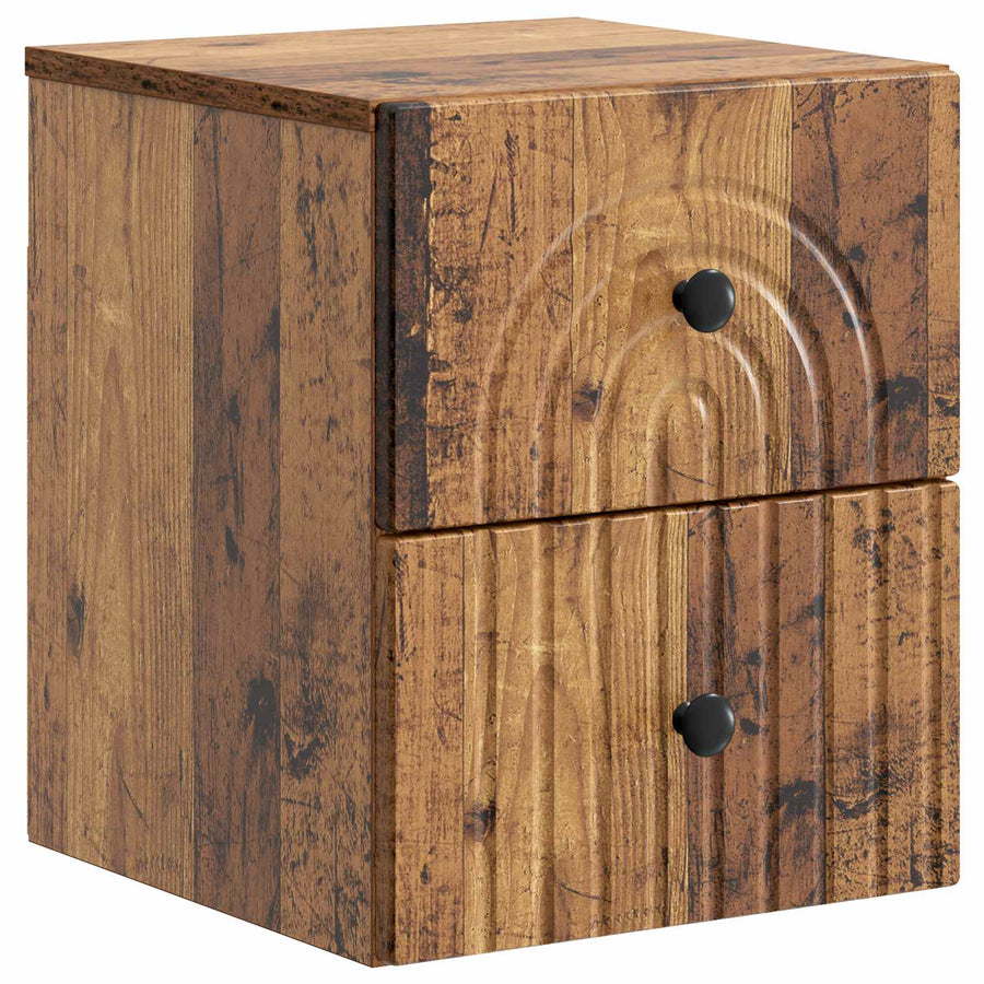 Wandbeugel Bedkast met lade 2 pcs Oud hout 33 x 34,5 x 40 cm