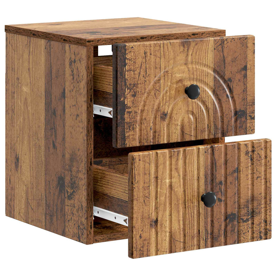 Wandbeugel Bedkast met lade 2 pcs Oud hout 33 x 34,5 x 40 cm