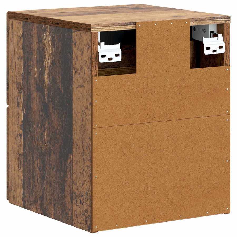 Wandbeugel Bedkast met lade 2 pcs Oud hout 33 x 34,5 x 40 cm