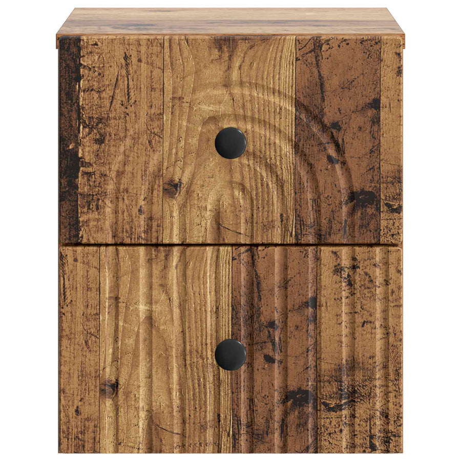 Wandbeugel Bedkast met lade 2 pcs Oud hout 33 x 34,5 x 40 cm