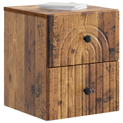 Wandbeugel Bedkast met lade 2 pcs Oud hout 33 x 34,5 x 40 cm
