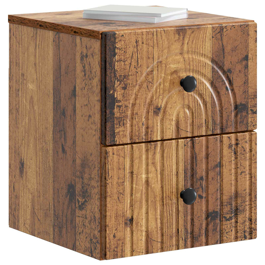 Wandbeugel Bedkast met lade 2 pcs Oud hout 33 x 34,5 x 40 cm