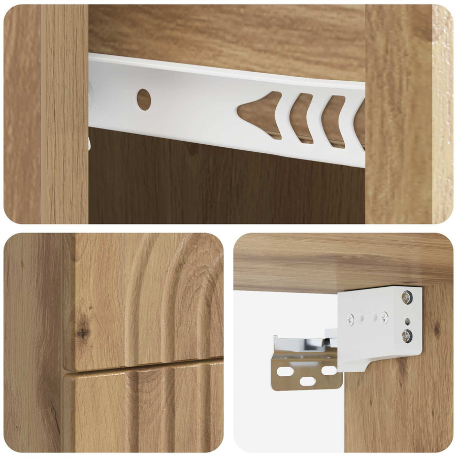 Wandbeugel Bedkast met lade Artisanaal eiken 33 x 34,5 x 40 cm