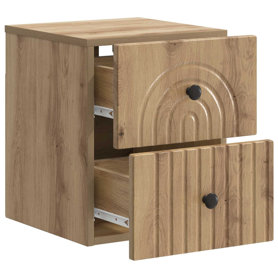 Wandbeugel Bedkast met lade Artisanaal eiken 33 x 34,5 x 40 cm
