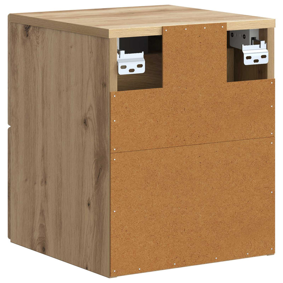 Wandbeugel Bedkast met lade Artisanaal eiken 33 x 34,5 x 40 cm