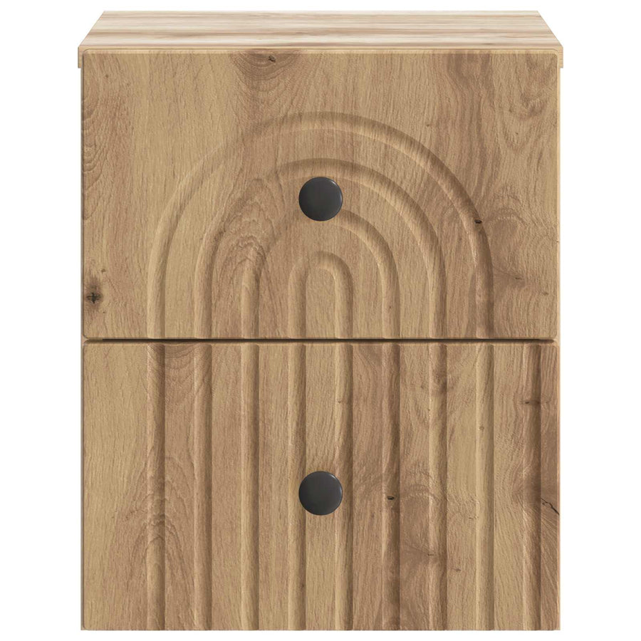 Wandbeugel Bedkast met lade Artisanaal eiken 33 x 34,5 x 40 cm