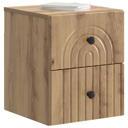 Wandbeugel Bedkast met lade Artisanaal eiken 33 x 34,5 x 40 cm