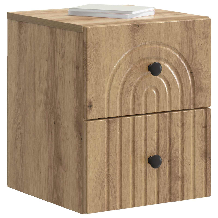 Wandbeugel Bedkast met lade Artisanaal eiken 33 x 34,5 x 40 cm