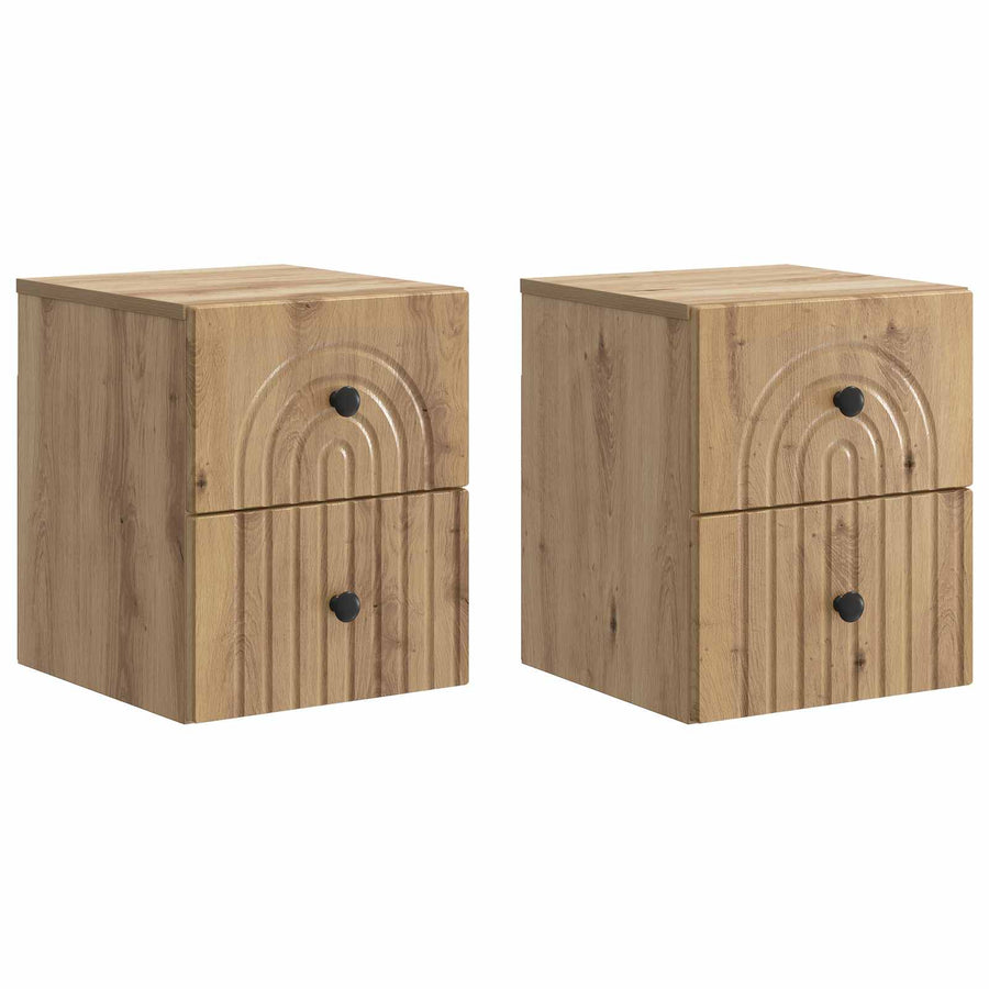 Wandbeugel Bedkast 2 pcs Artisanaal eiken 33 x 34,5 x 40 cm