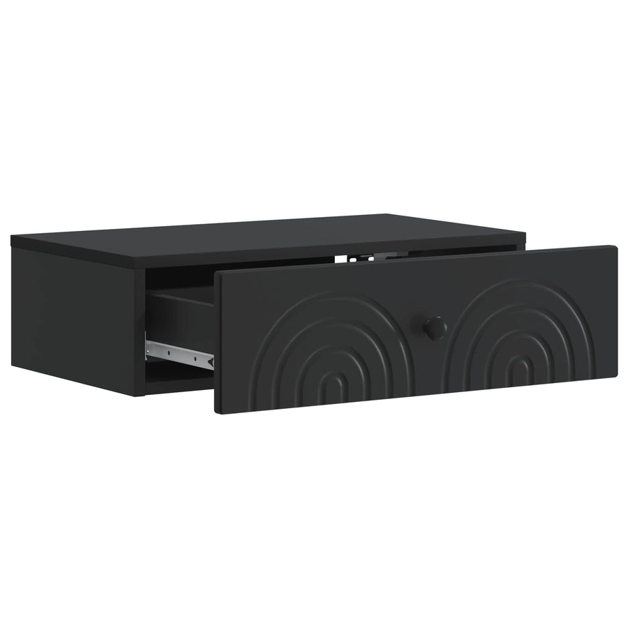 Wandmontage Zijtafel Zwart 59 x 34,5 x 17 cm Bewerkt hout