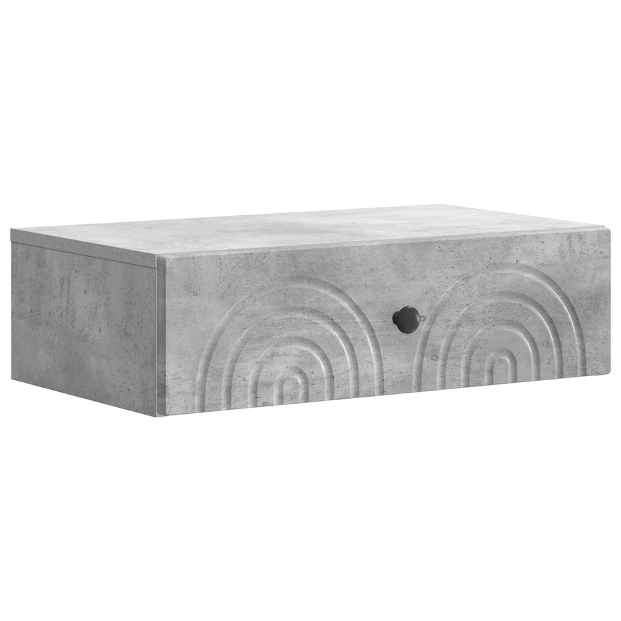 Wandmontage Zijtafel Betongrijs 59 x 34,5 x 17 cm Bewerkt hout