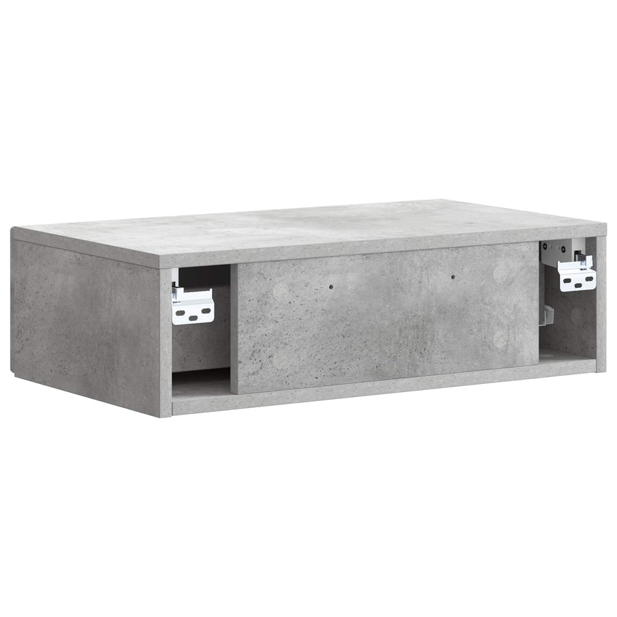 Wandmontage Zijtafel Betongrijs 59 x 34,5 x 17 cm Bewerkt hout