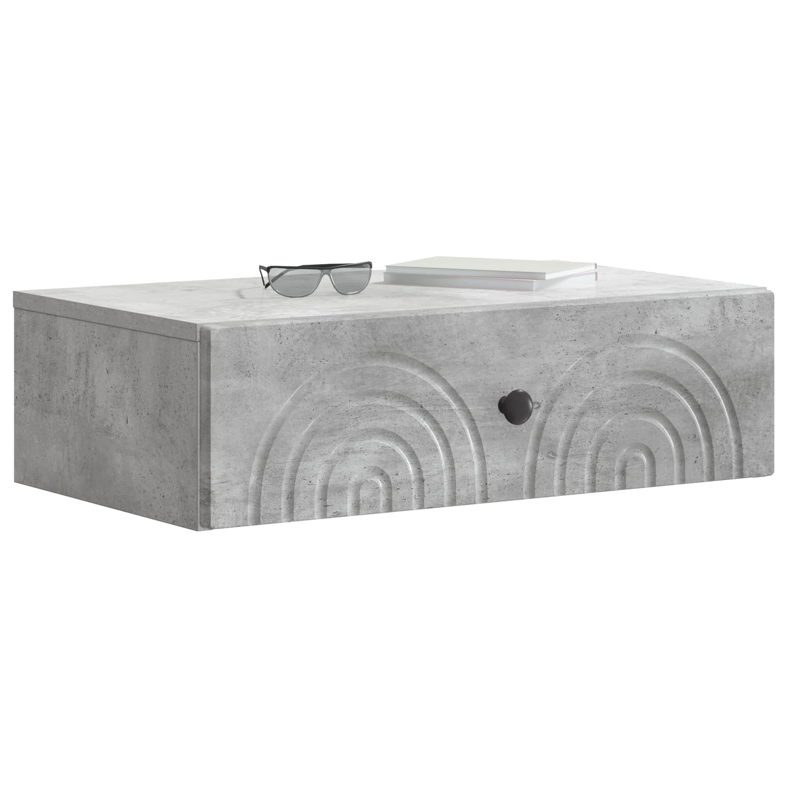 Wandmontage Zijtafel Betongrijs 59 x 34,5 x 17 cm Bewerkt hout
