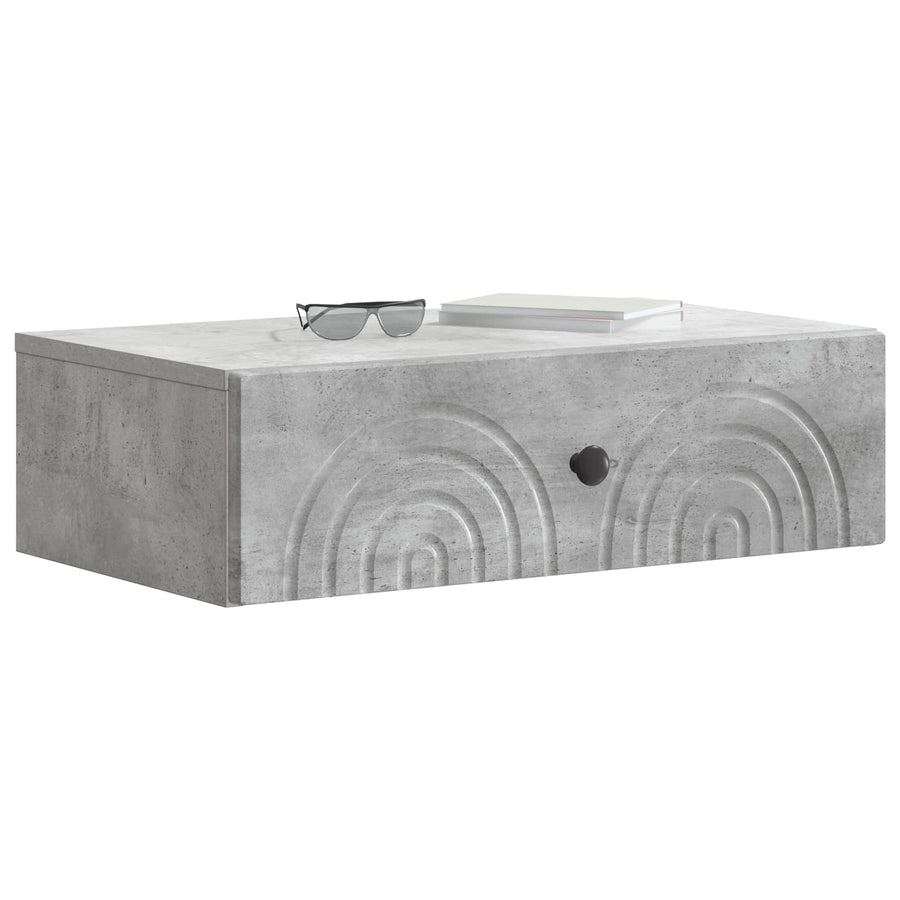 Wandmontage Zijtafel Betongrijs 59 x 34,5 x 17 cm Bewerkt hout