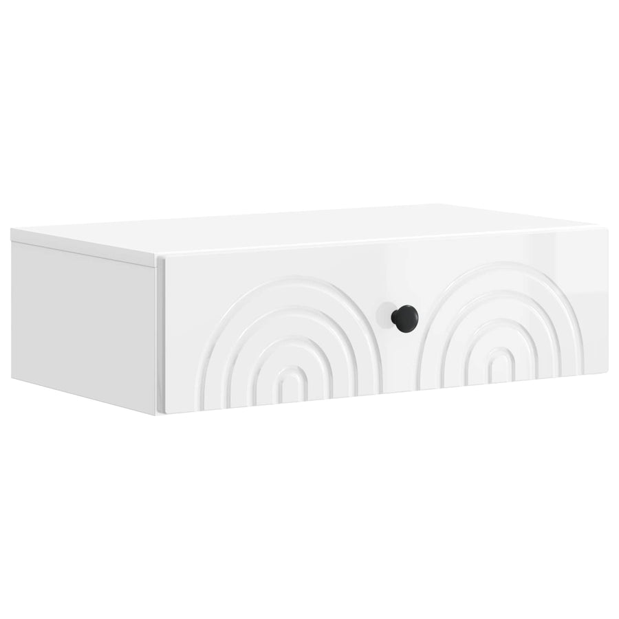 Wandmontage Zijtafel Hoogglans Wit 59 x 34,5 x 17 cm