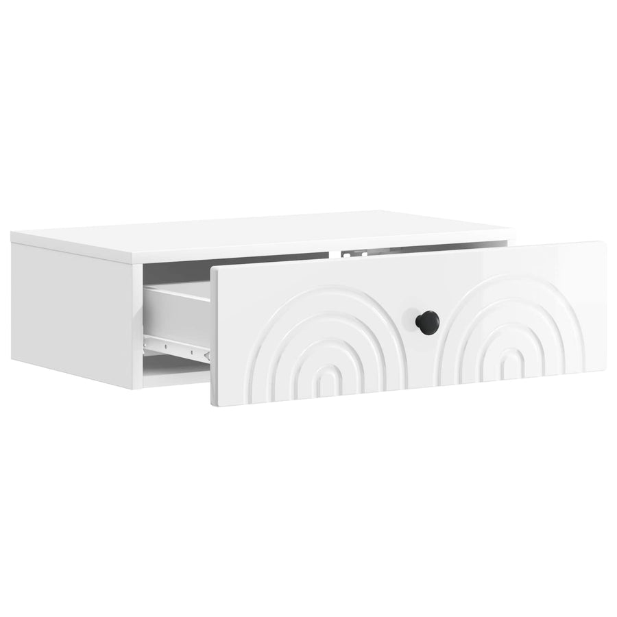 Wandmontage Zijtafel Hoogglans Wit 59 x 34,5 x 17 cm