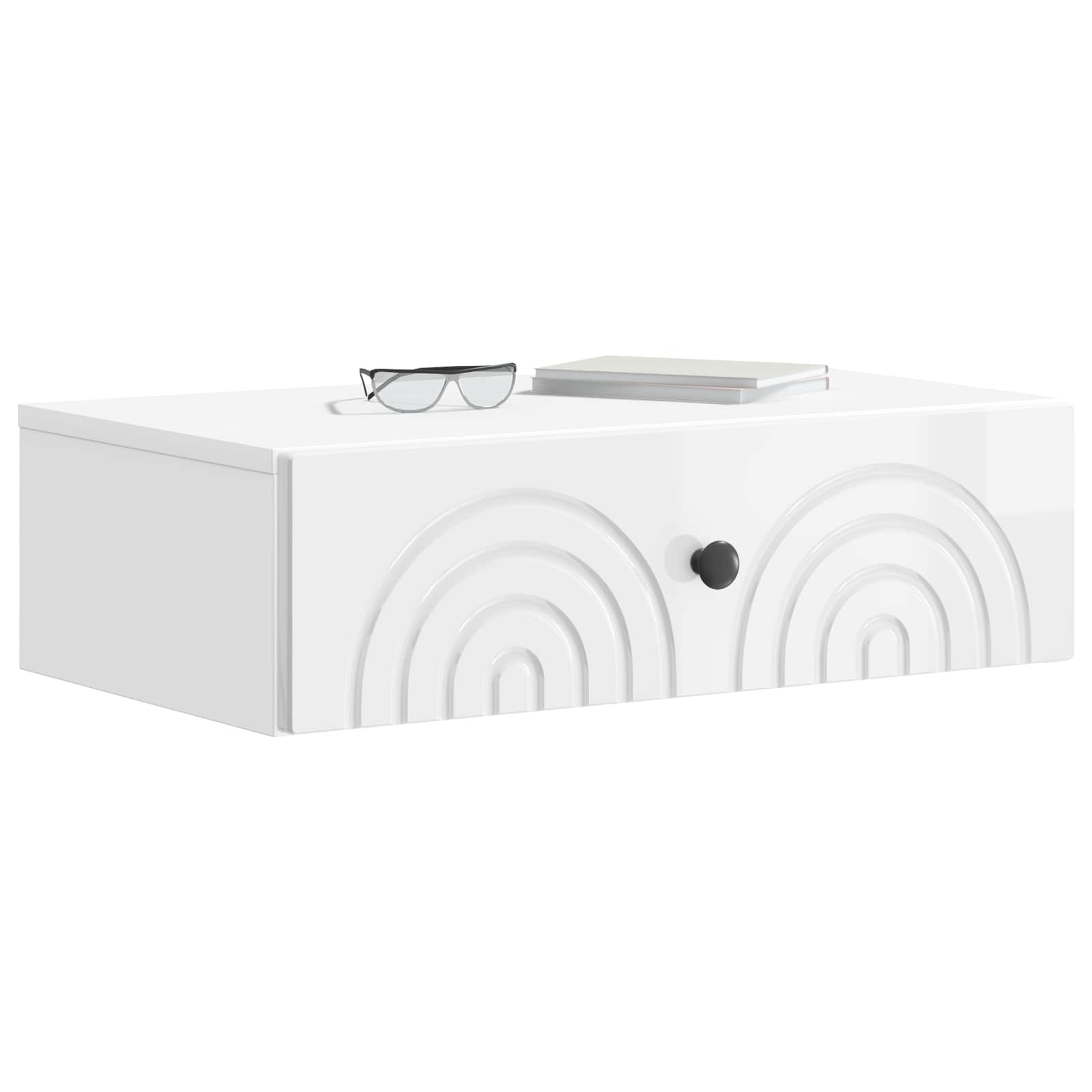 Wandmontage Zijtafel Hoogglans Wit 59 x 34,5 x 17 cm