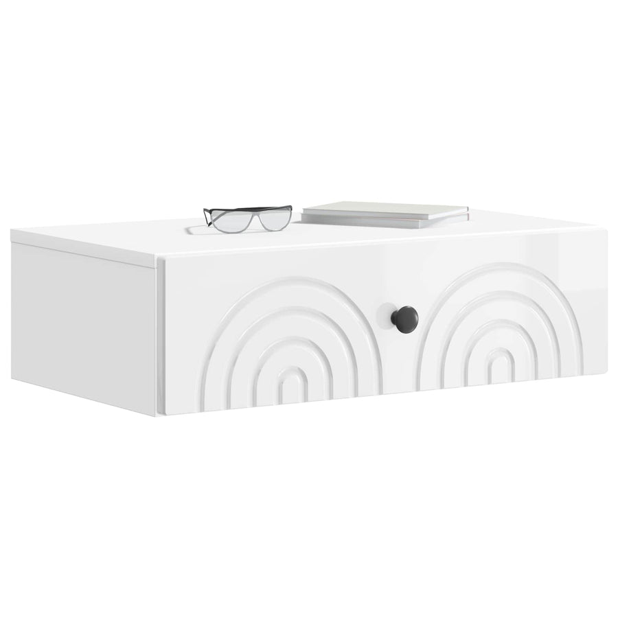 Wandmontage Zijtafel Hoogglans Wit 59 x 34,5 x 17 cm