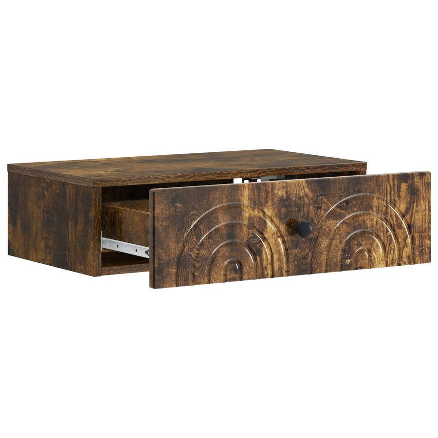 Wandmontage Zijtafel Gerookt eiken 59 x 34,5 x 17 cm
