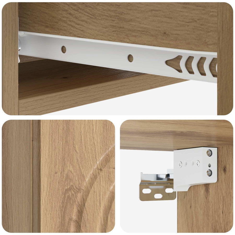 Wandmontage Zijtafel Artisanaal eiken 59 x 34,5 x 17 cm