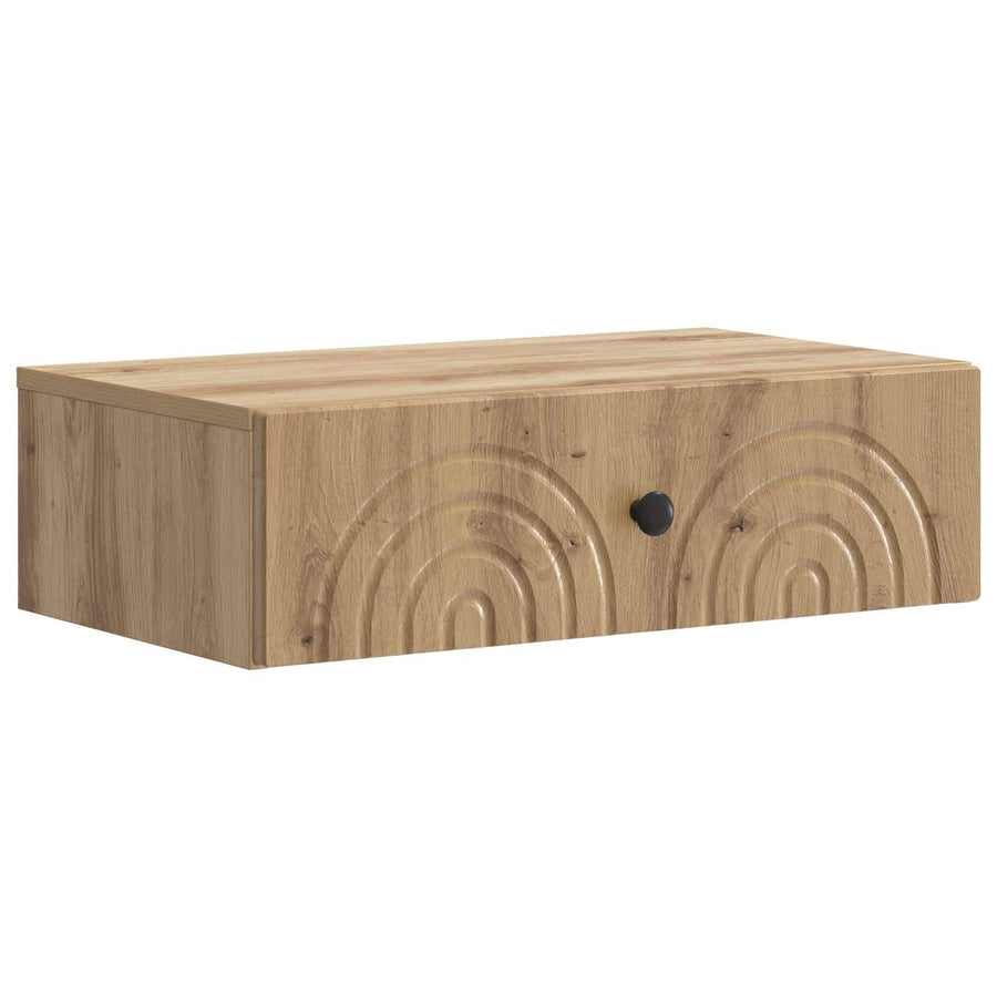 Wandmontage Zijtafel Artisanaal eiken 59 x 34,5 x 17 cm