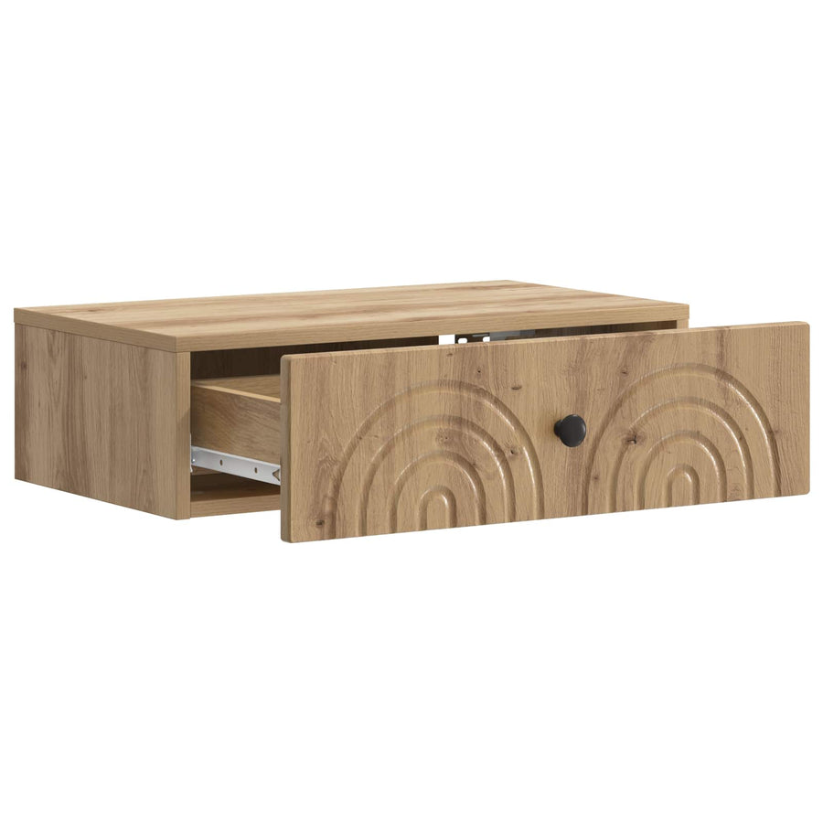 Wandmontage Zijtafel Artisanaal eiken 59 x 34,5 x 17 cm
