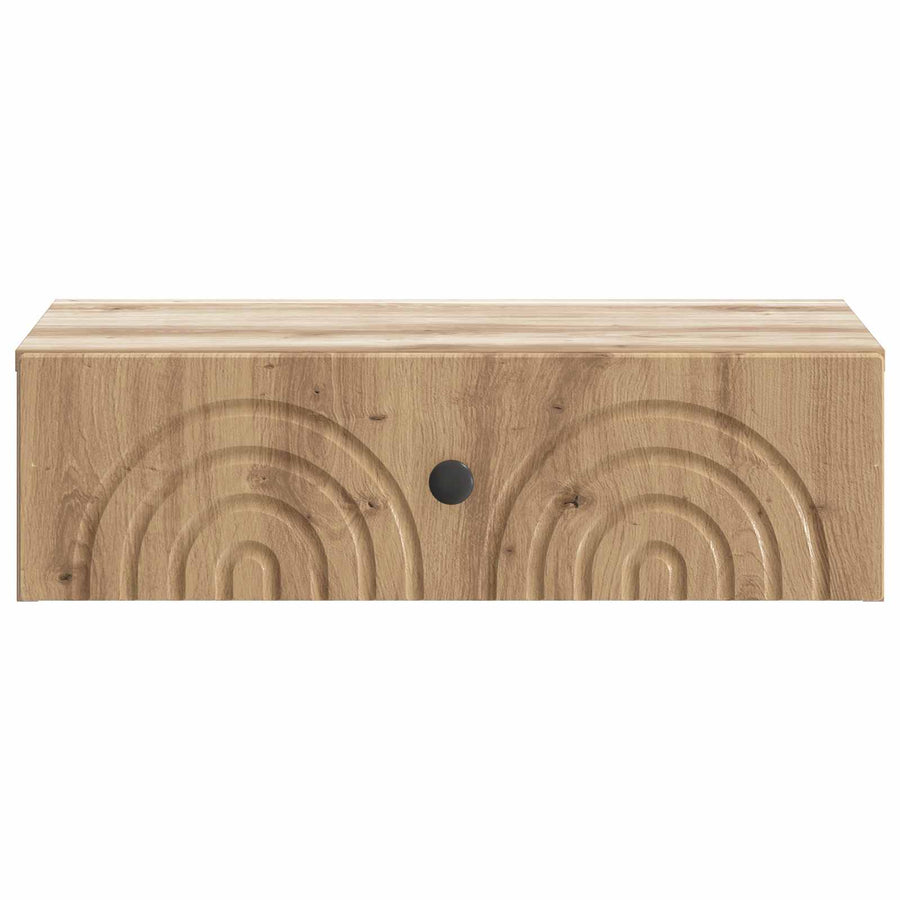 Wandmontage Zijtafel Artisanaal eiken 59 x 34,5 x 17 cm