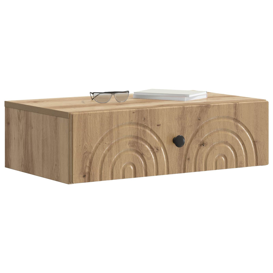 Wandmontage Zijtafel Artisanaal eiken 59 x 34,5 x 17 cm