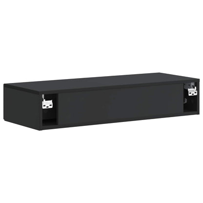 Wandmontage Zijtafel Zwart 87,5 x 34,5 x 17 cm Bewerkt hout