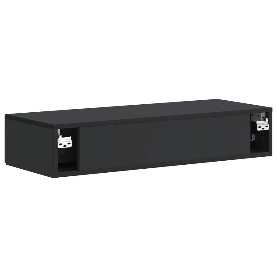 Wandmontage Zijtafel Zwart 87,5 x 34,5 x 17 cm Bewerkt hout
