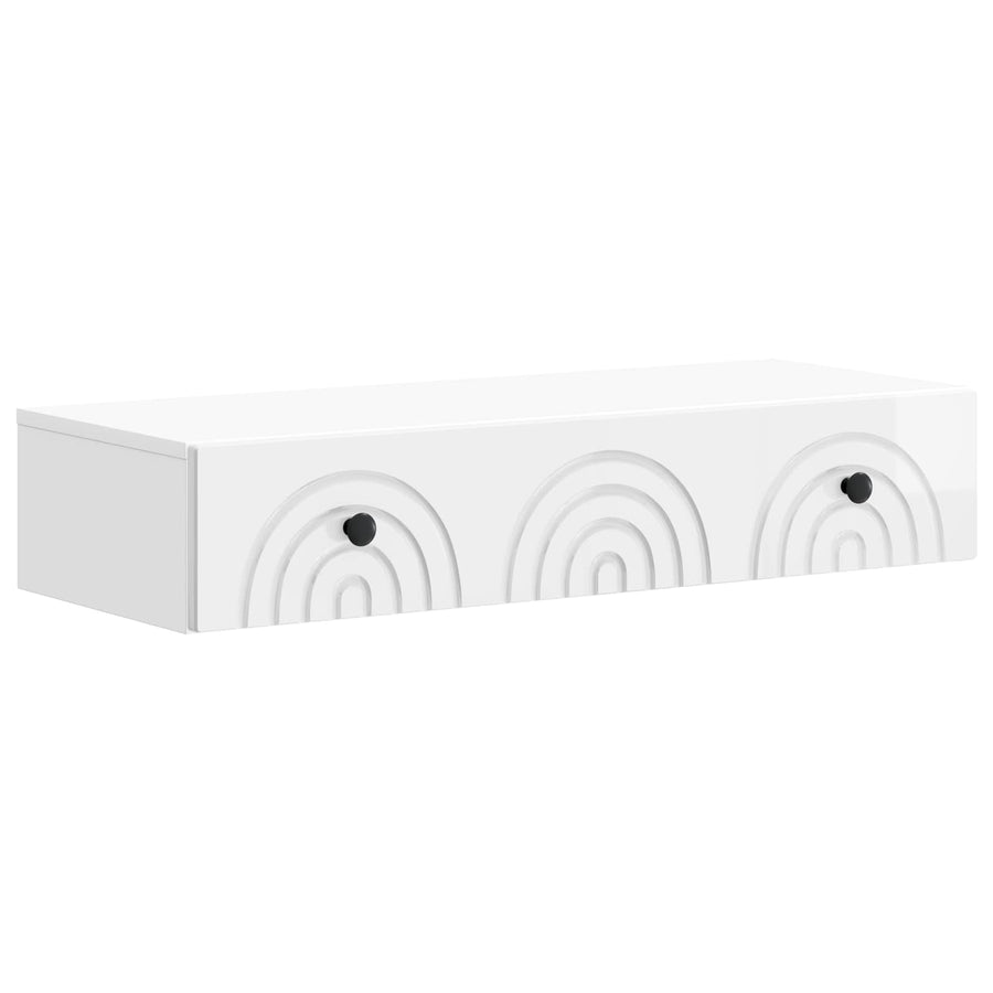 Wandmontage Zijtafel Hoogglans Wit 87,5 x 34,5 x 17 cm