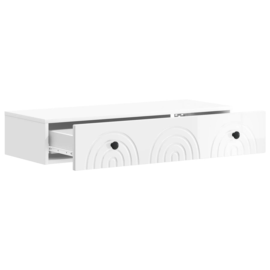 Wandmontage Zijtafel Hoogglans Wit 87,5 x 34,5 x 17 cm