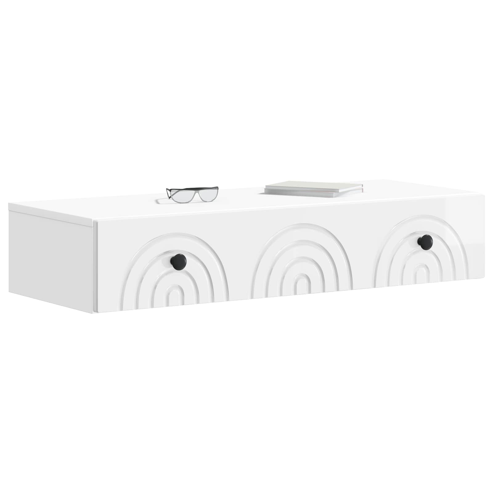 Wandmontage Zijtafel Hoogglans Wit 87,5 x 34,5 x 17 cm