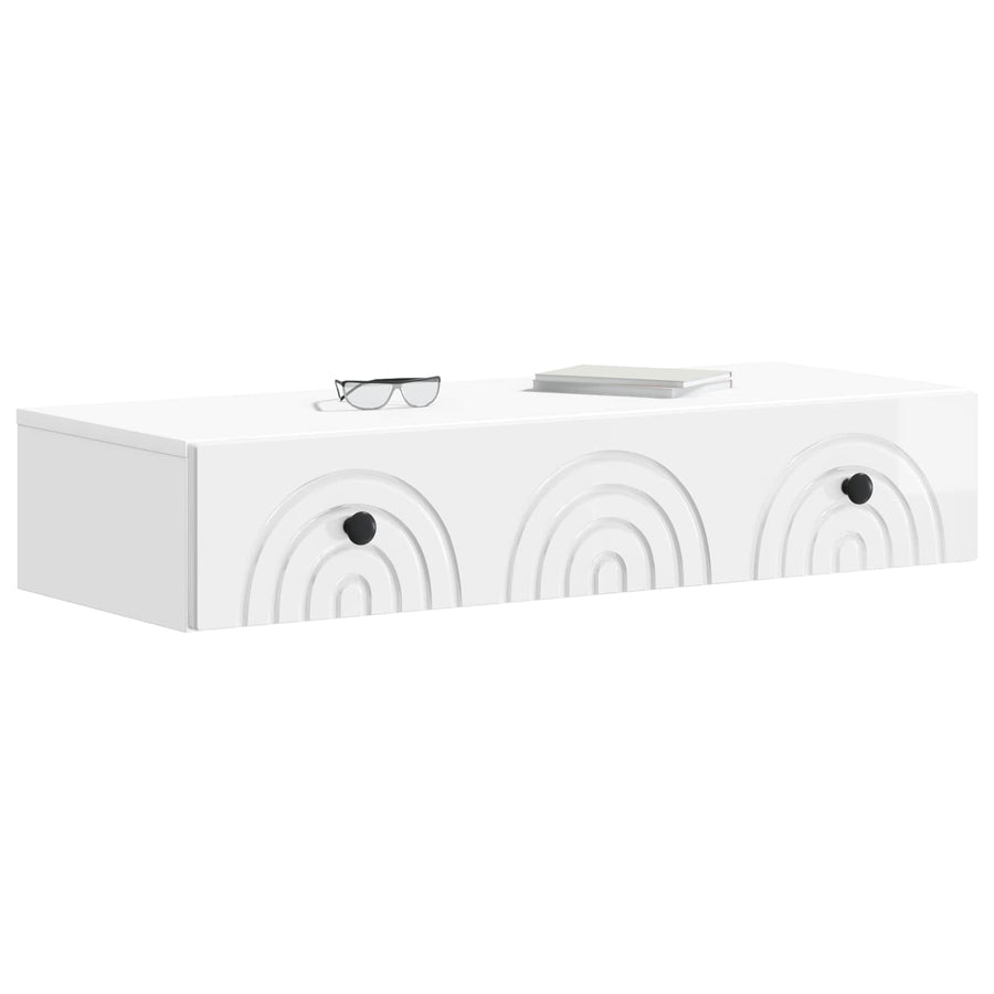 Wandmontage Zijtafel Hoogglans Wit 87,5 x 34,5 x 17 cm